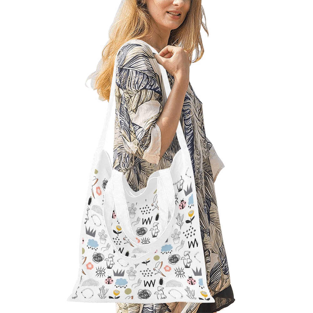 Doodle Canvas Tote Bag/Medium (Model 1701)