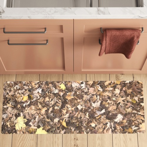 Autumn Brown Leaves Kitchen Mat 48"x17"