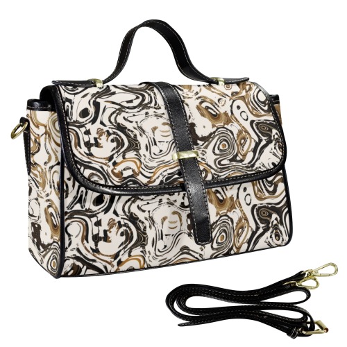 Marble Bronze Multi-Function Leather Satchel-Black (Model 1739)