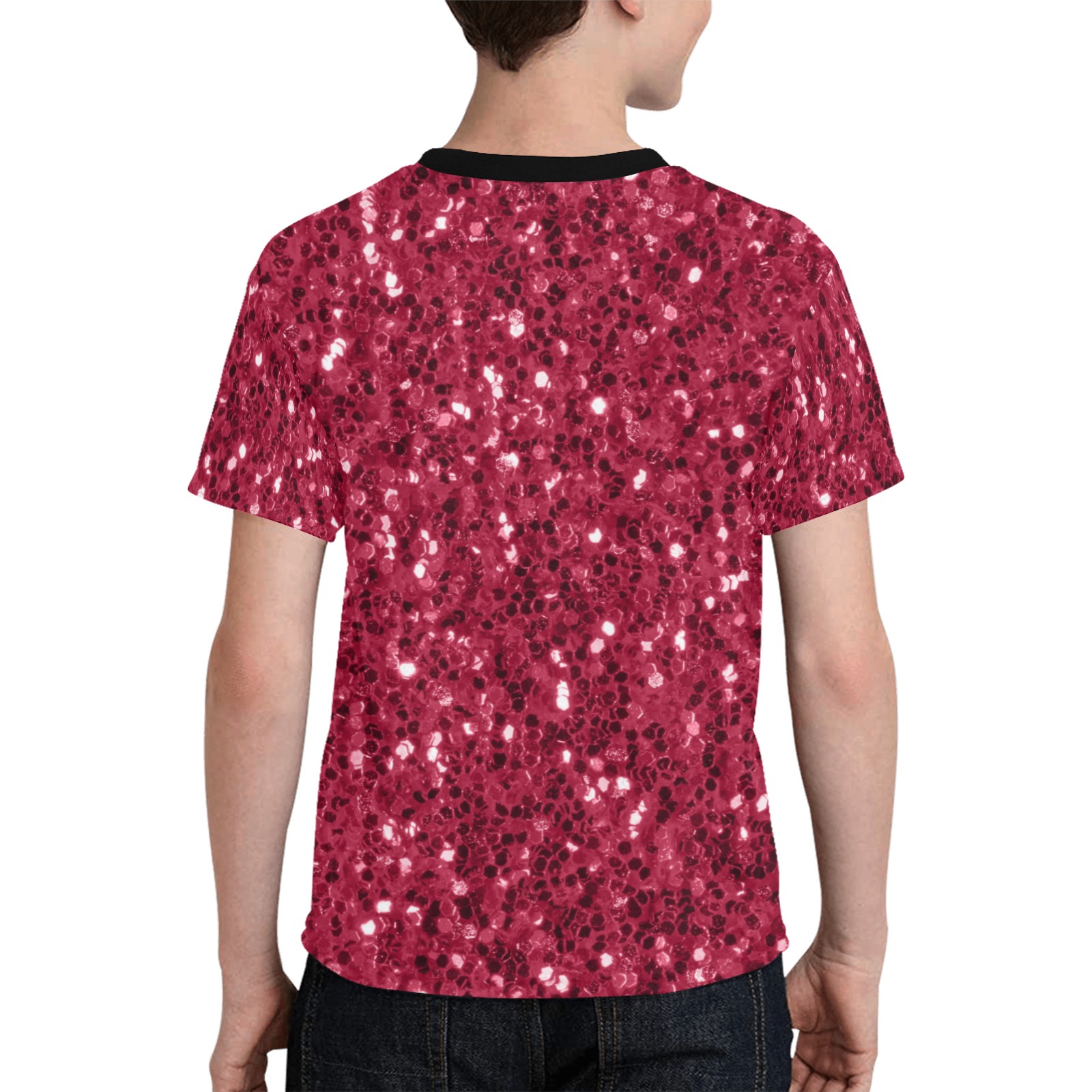 Magenta dark pink red faux sparkles glitter Kids' All Over Print T-shirt (Model T65)