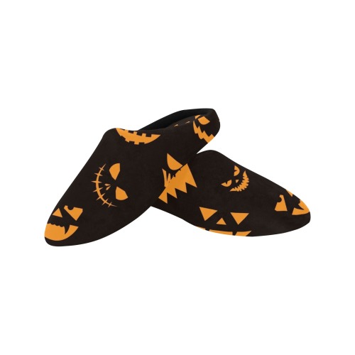 Halloween Pumpkin Slippers Women's Non-Slip Cotton Slippers (Model 0602)