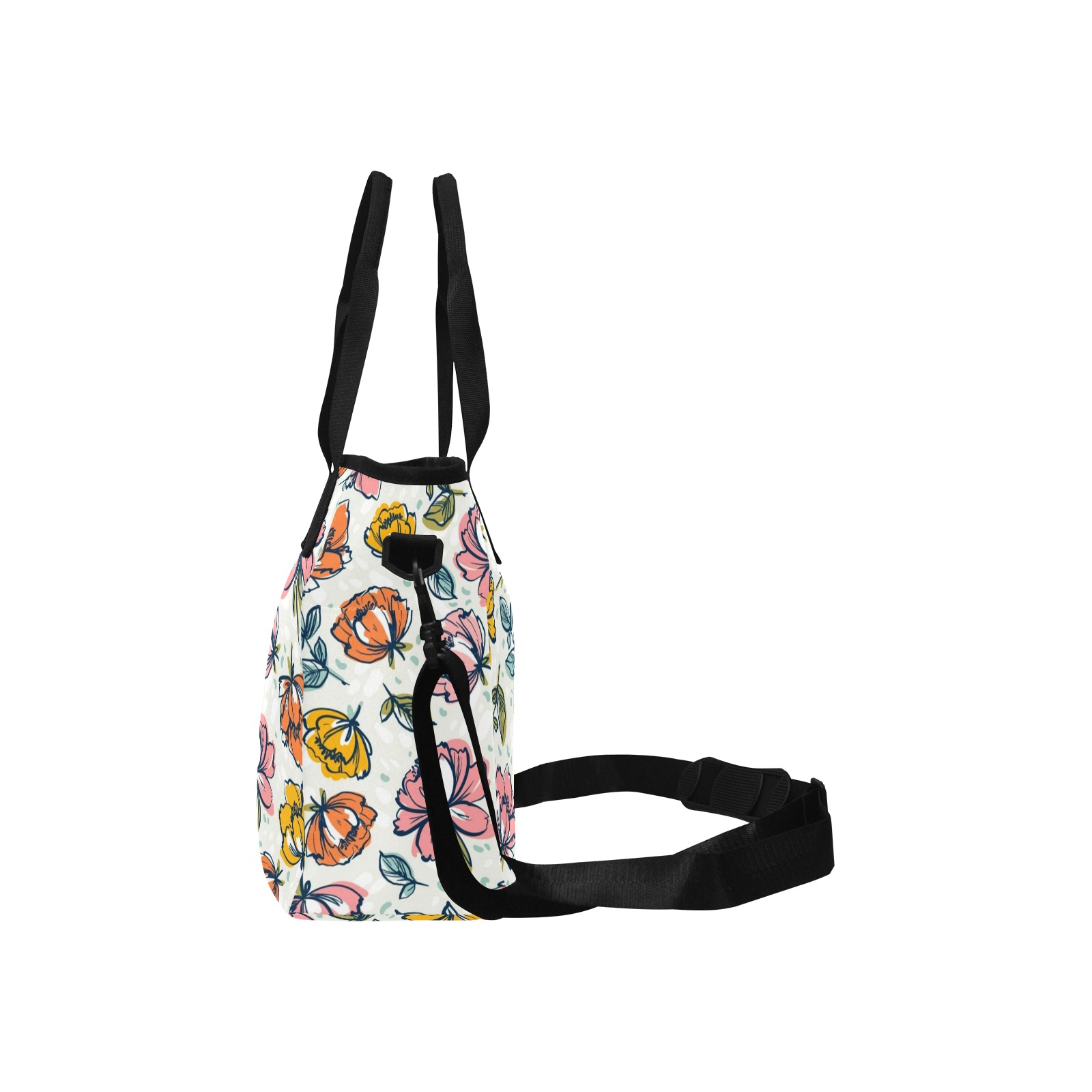 Beautiful Floral Doodle Tote Bag with Shoulder Strap (Model 1724)