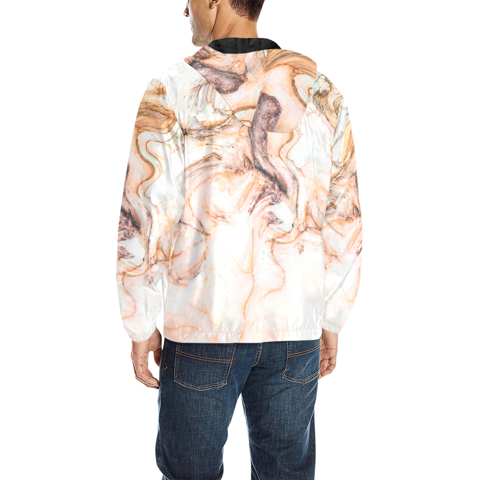 Abstract_pink_marble_mosaic All Over Print Quilted Windbreaker for Men (Model H35)