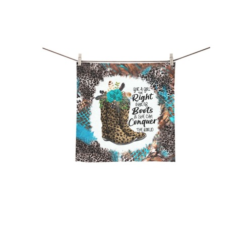 conquer the world leopardboots1 Square Towel 13“x13”