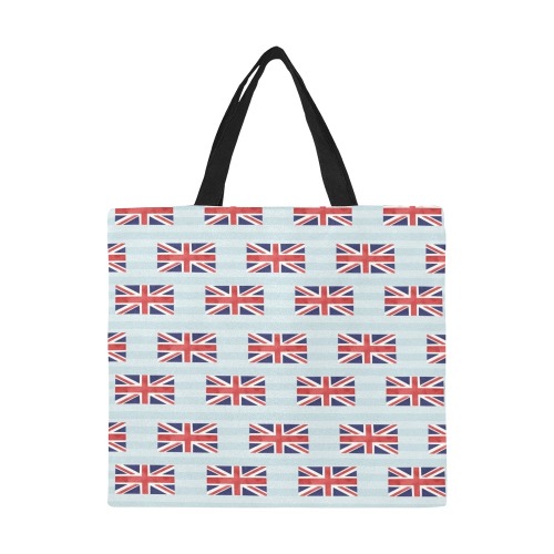 Union Jack on Blue Background All Over Print Canvas Tote Bag/Large (Model 1699)