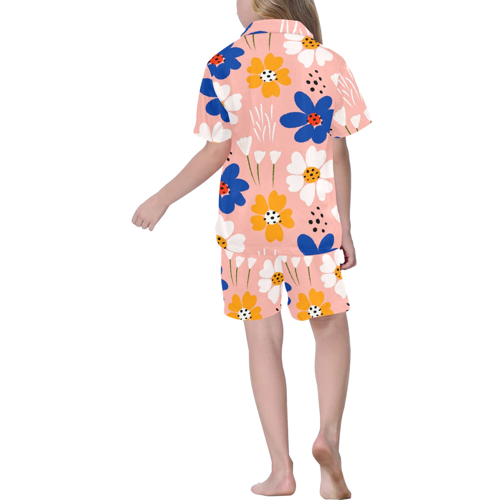 Bold Flowers Kid PJs Big Girls' V-Neck Short Pajama Set