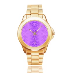 Purple Lilacs Frost Fractal Custom Gilt Watch(Model 101)