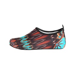 K172 Wood and Turquoise Abstract Women's Slip-On Water Shoes (Model 056)