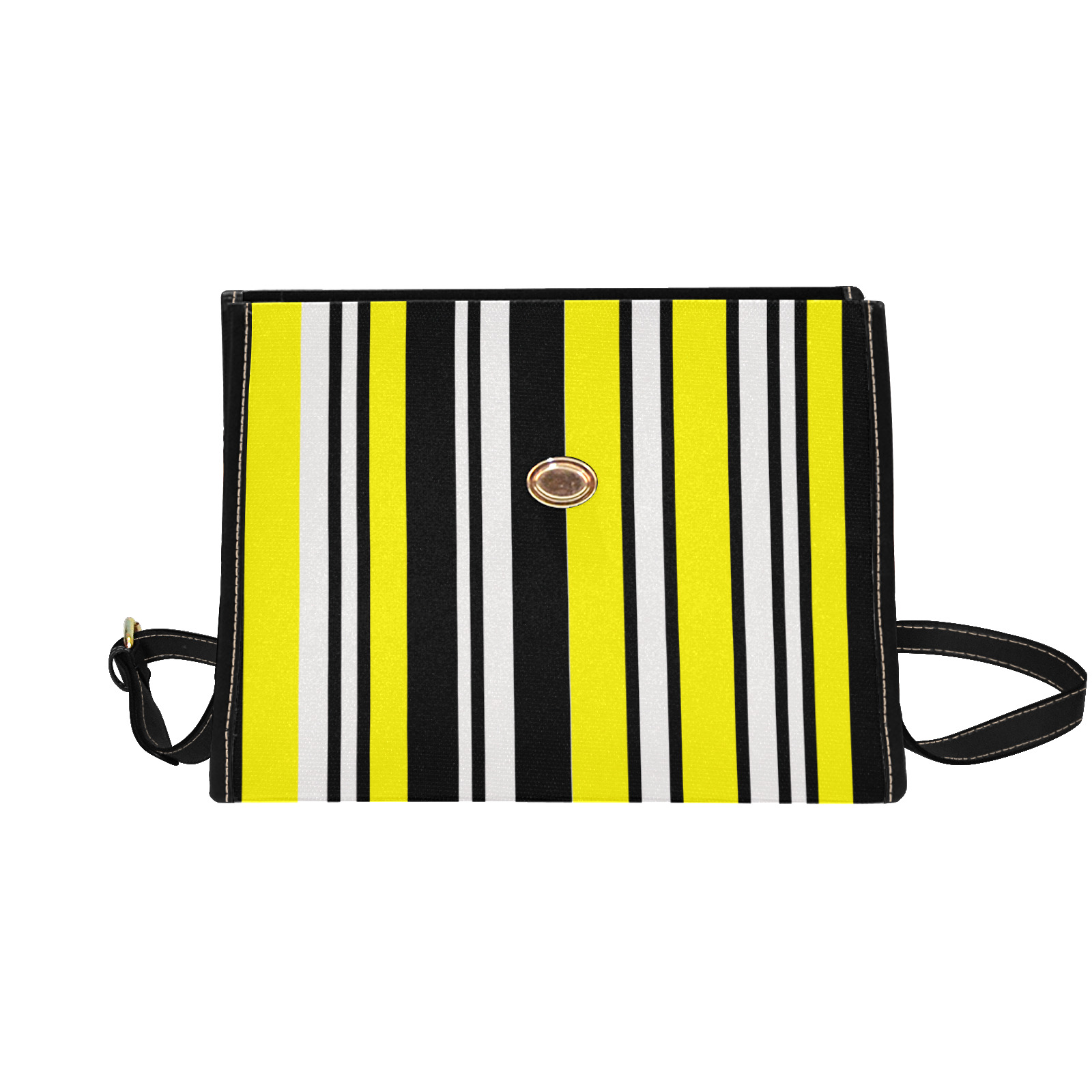 by stripes Waterproof Canvas Bag-Black (All Over Print) (Model 1641)