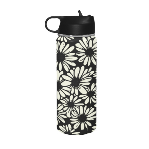 daisies Insulated Water Bottle with Straw Lid (18 oz)