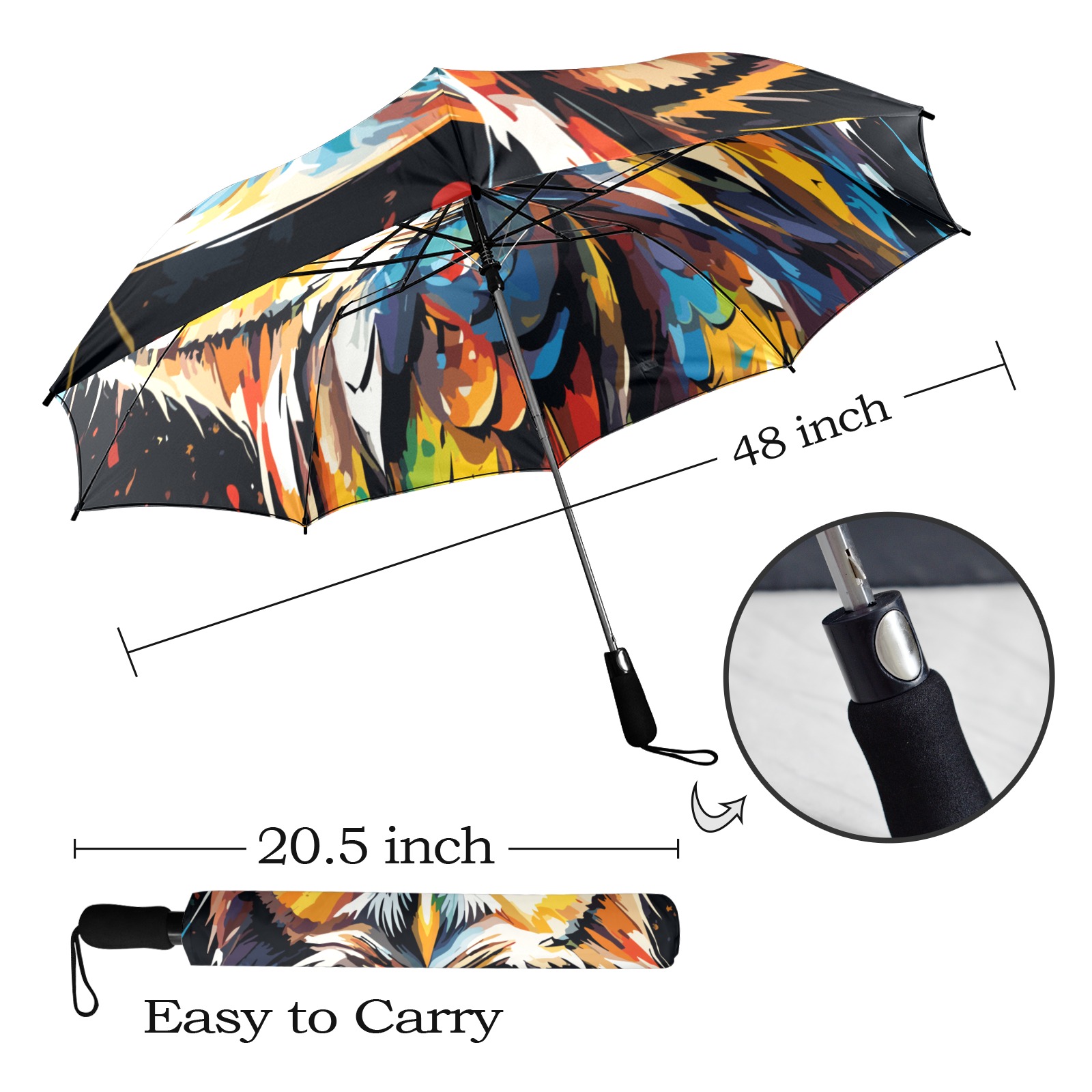 Damask Colorful Pattern Print Automatic Foldable Umbrella