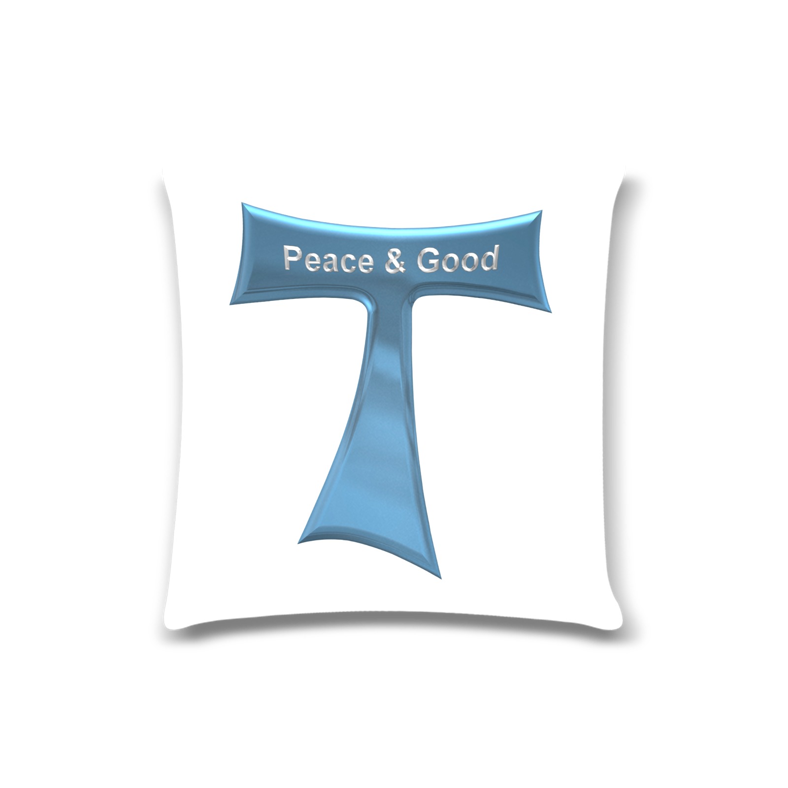Franciscan Tau Cross Peace and Good  Blue Metallic Custom Zippered Pillow Case 16"x16"(Twin Sides)