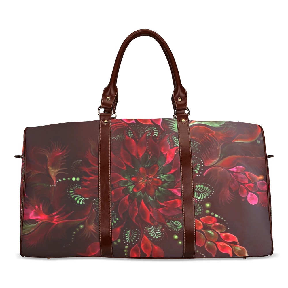 flower watercolor red Waterproof Travel Bag/Large (Model 1639)