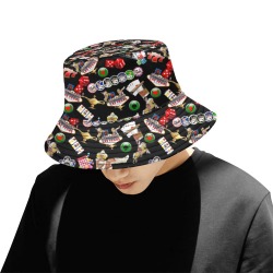 Las Vegas Icons Gamblers Delight / Black All Over Print Bucket Hat for Men