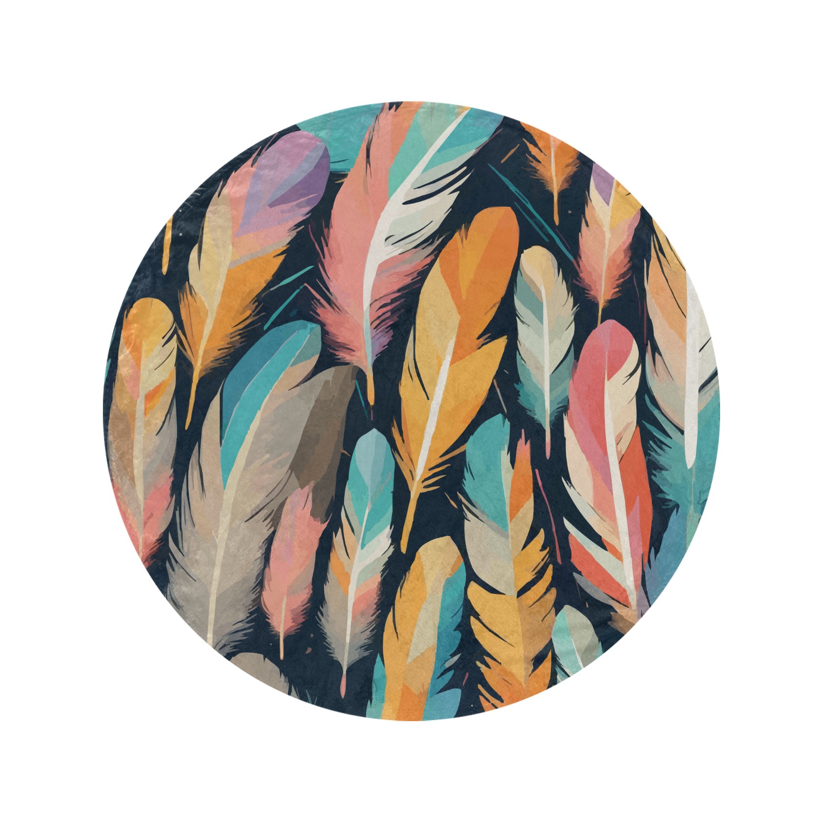 Elegant feathers, dark background fantasy art. Circular Ultra-Soft Micro Fleece Blanket 60"