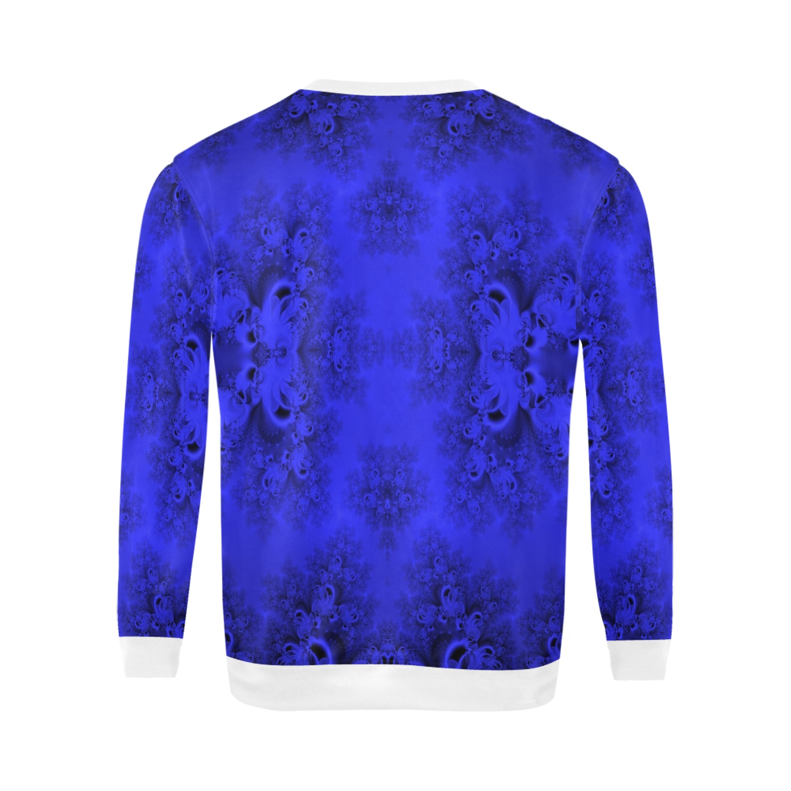 Midnight Blue Gardens Frost Fractal All Over Print Crewneck Sweatshirt for Men (Model H18)