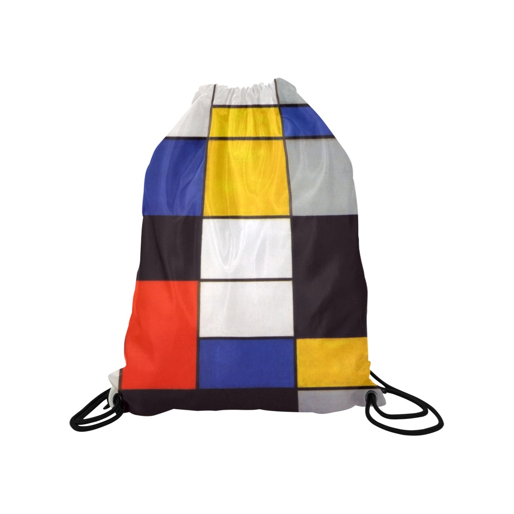 Composition A by Piet Mondrian Medium Drawstring Bag Model 1604 (Twin Sides) 13.8"(W) * 18.1"(H)