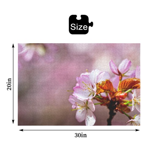 Classy sakura cherry flowers, pink mist of spring. 1000-Piece Wooden Jigsaw Puzzle (Horizontal)
