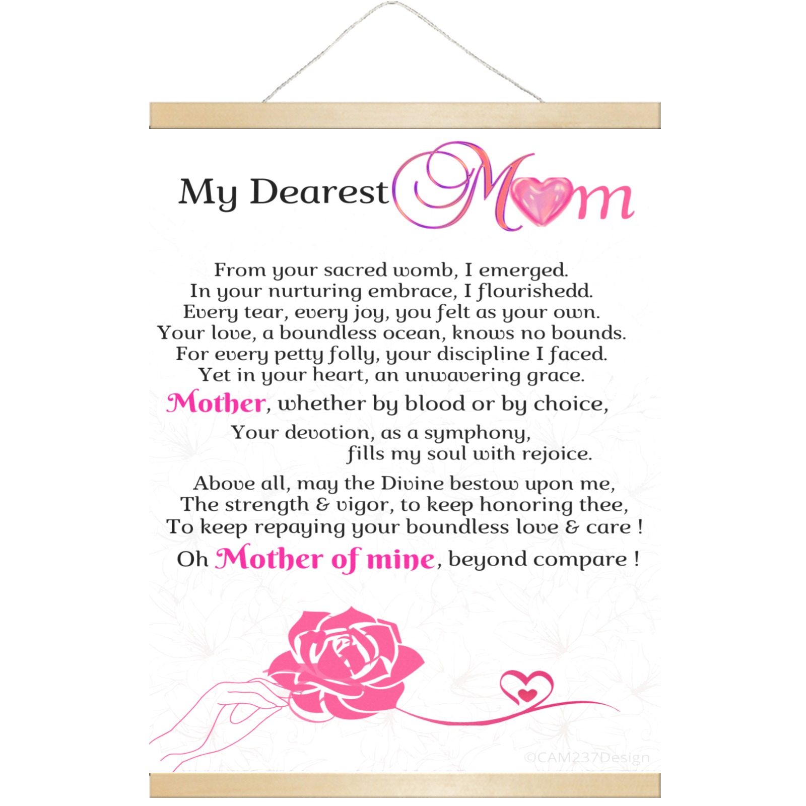 Happy Mother's Day Best Wishes Hanging Poster 18"x24"