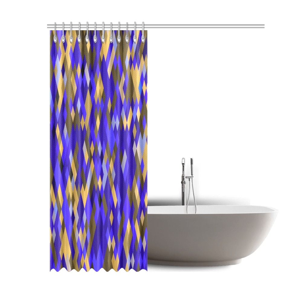 Blue Gold Harlequin Geometric Shower Curtain 69"x84"