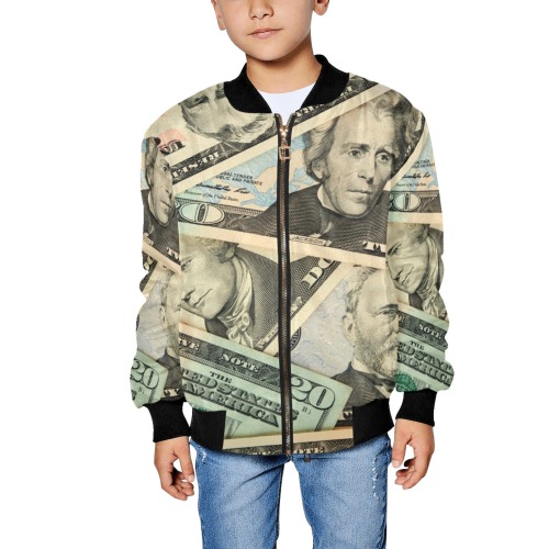 US PAPER CURRENCY Kids' All Over Print Bomber Jacket (Model H40)