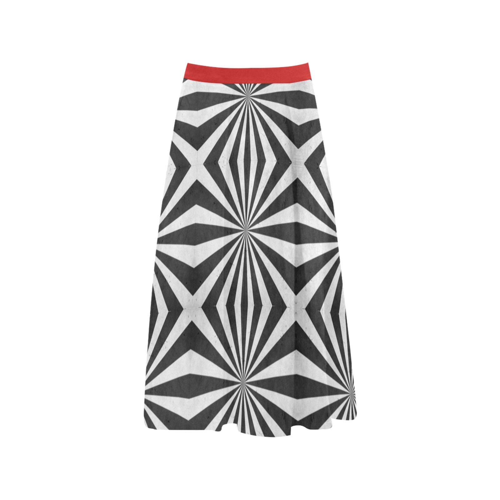 Geometric Blk & White Mnemosyne Women's Crepe Skirt (Model D16)