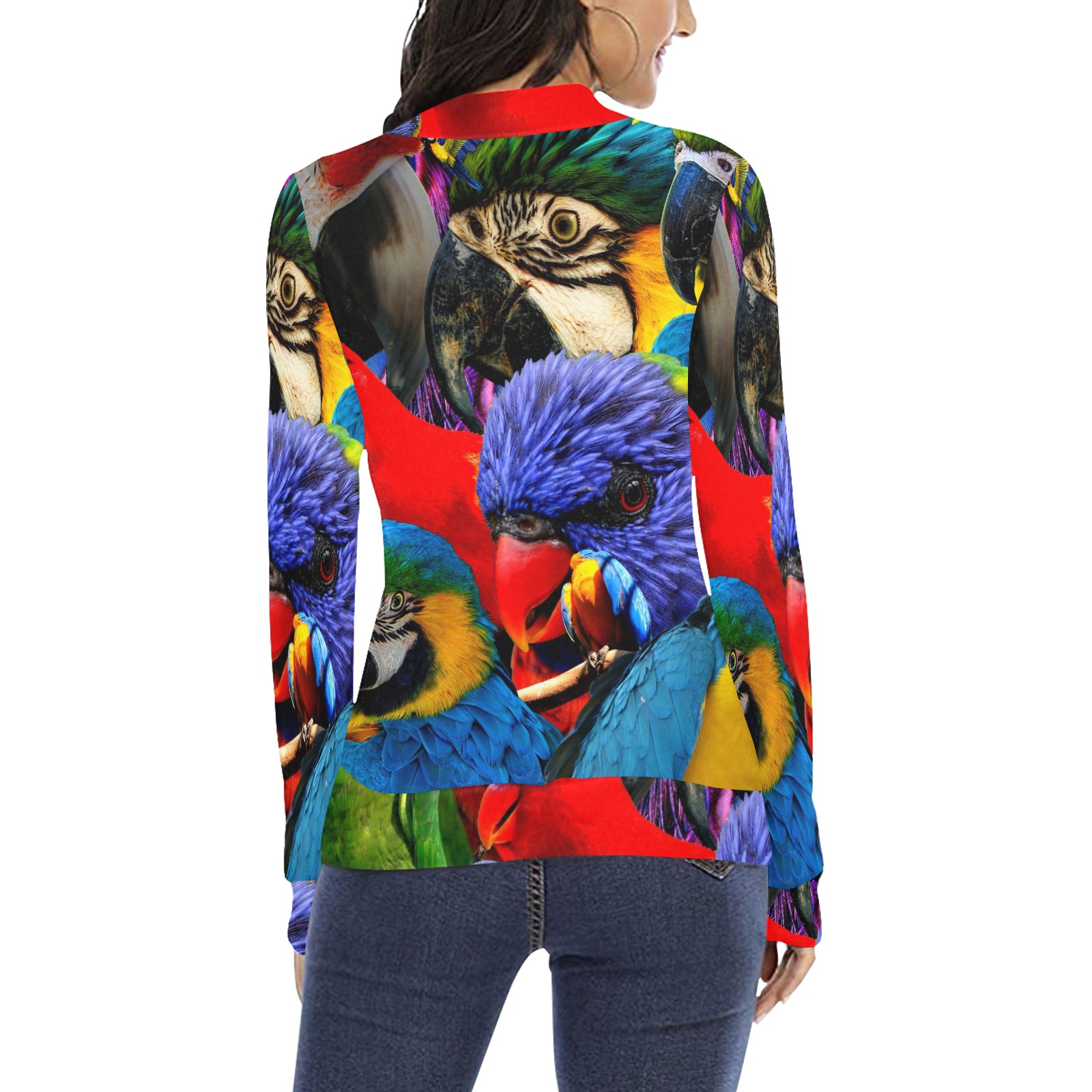 PARROTS Women's All Over Print Mock Neck Sweatshirt (Model H43)