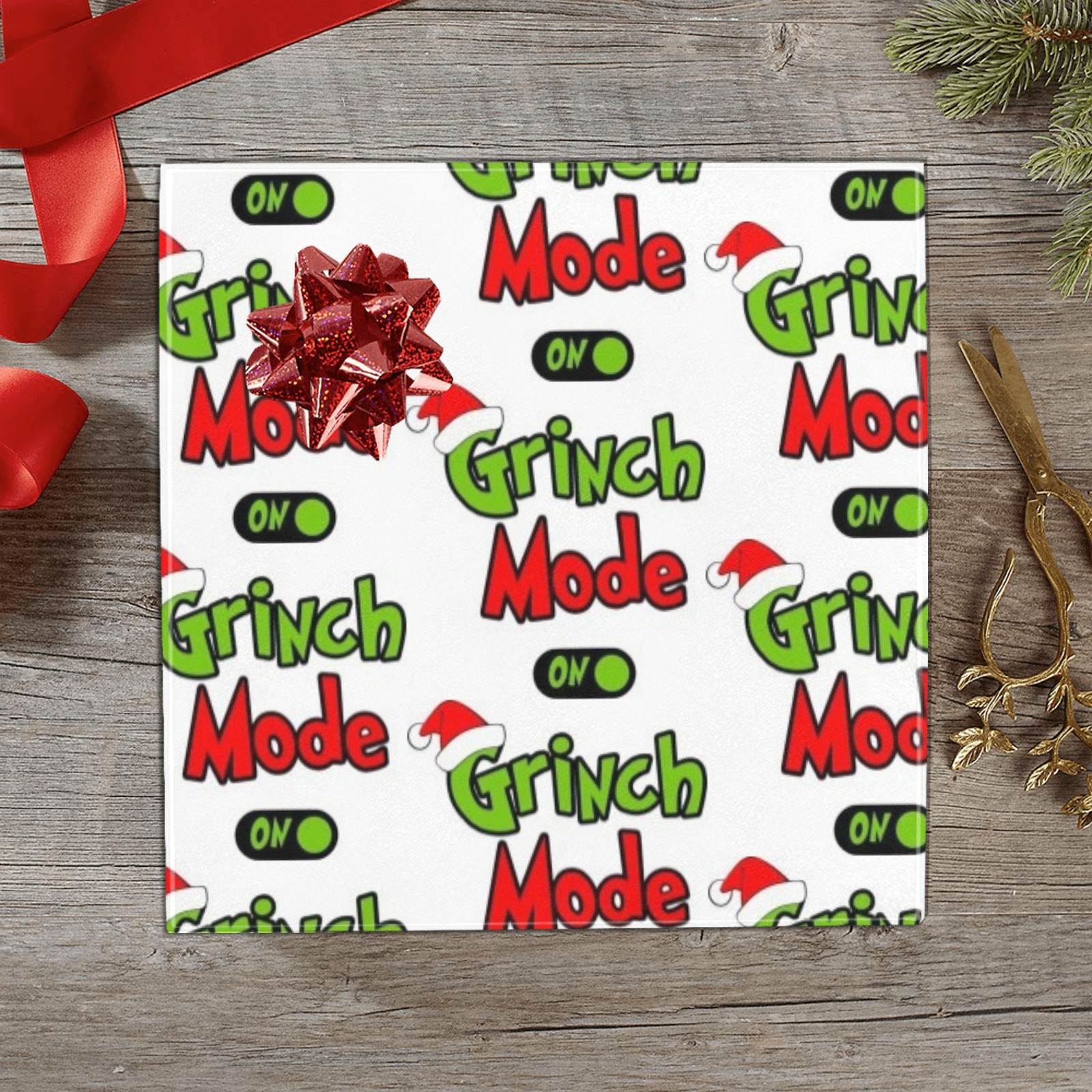 Grinch Mode On Gift Wrapping Paper 58"x 23" (2 Rolls)