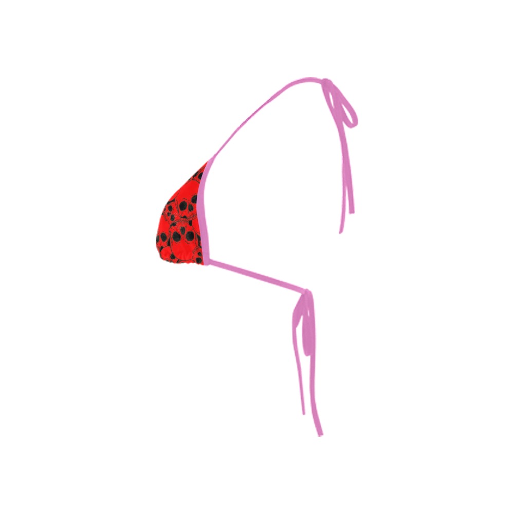 Red and Black  Skulls Custom Bikini Swimsuit Top