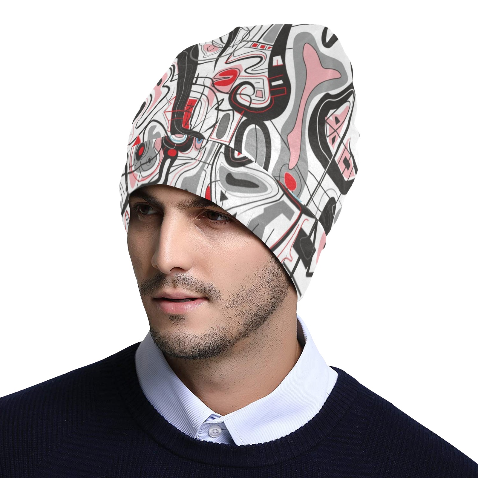 Model 2 All Over Print Beanie for Adults