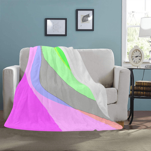 Abstract 703 - Retro Groovy Pink And Green Ultra-Soft Micro Fleece Blanket 43"x56"