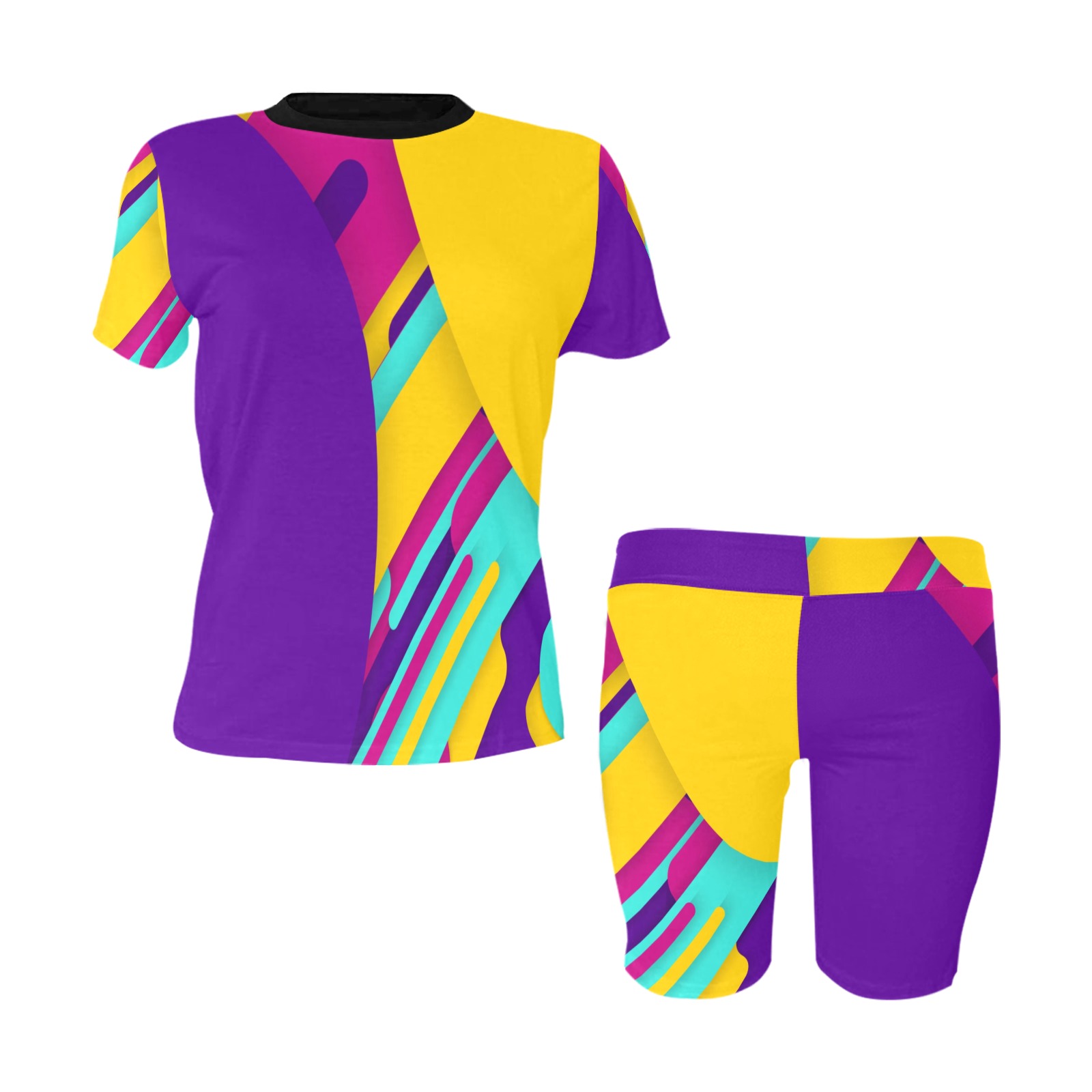 colorful stripes Collectable Fly Women's Short Yoga Set