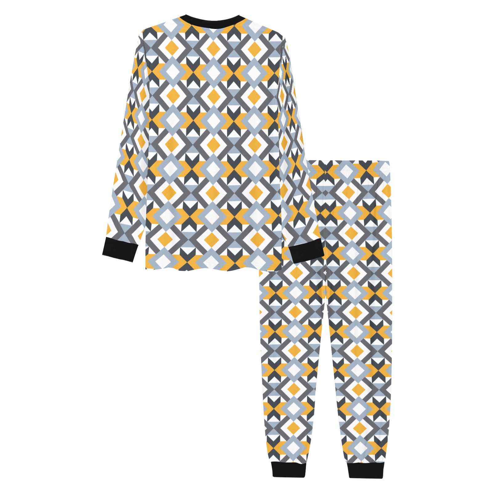 Retro Angles Abstract Geometric Pattern Men's All Over Print Pajama Set