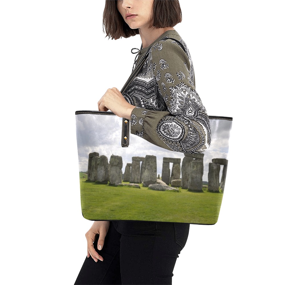 stonehenge Chic Leather Tote Bag (Model 1709)