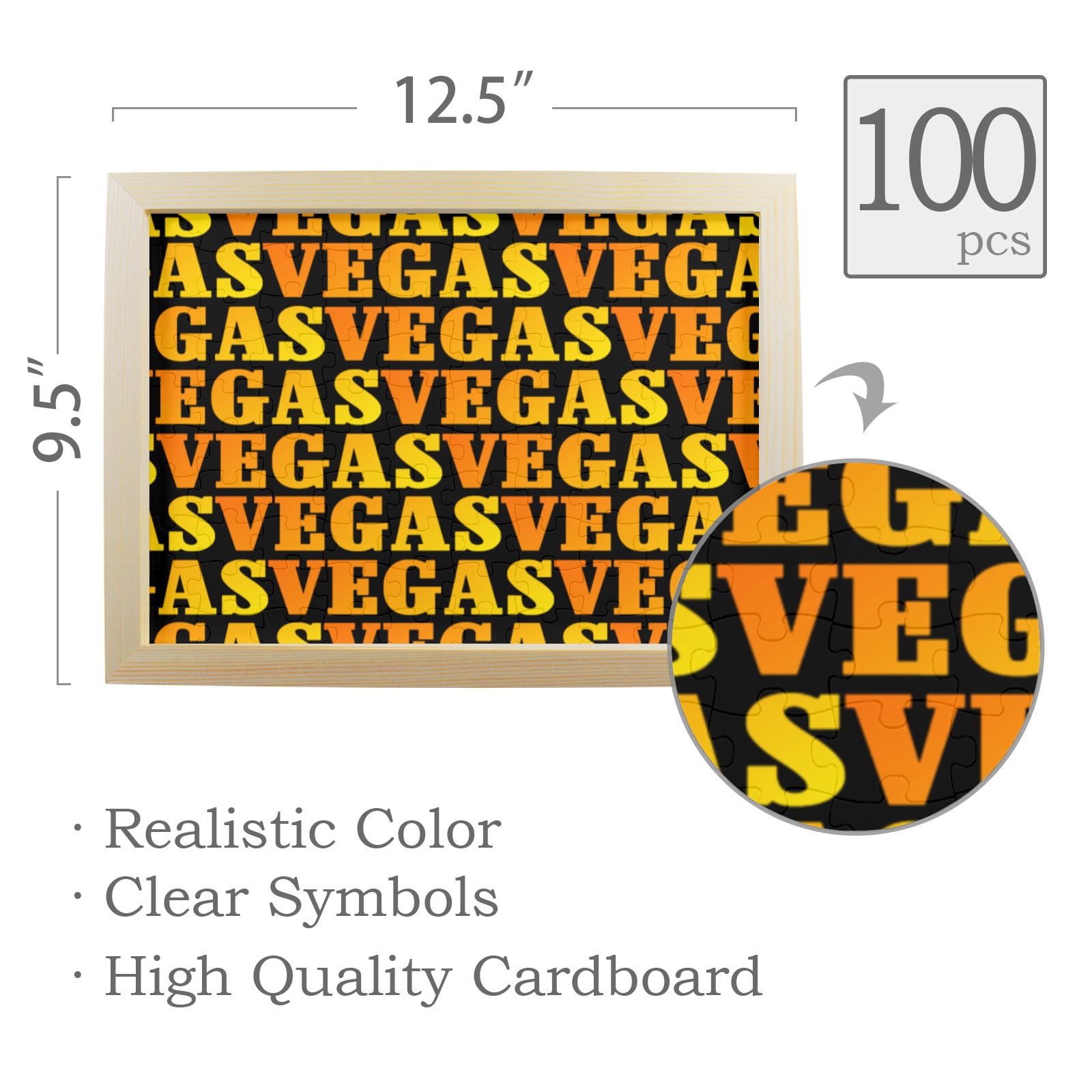 VEGAS Gold 100-Piece Puzzle Frame 12.5"x 9.5"