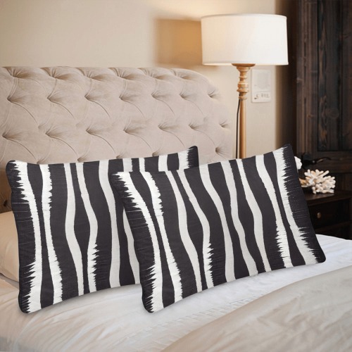 black and white zebra print Custom Pillow Case 20"x 30" (One Side) (Set of 2)