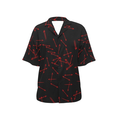 Arrows Every Direction Red All Over Print Hawaiian Shirt for Women (Model T58)
