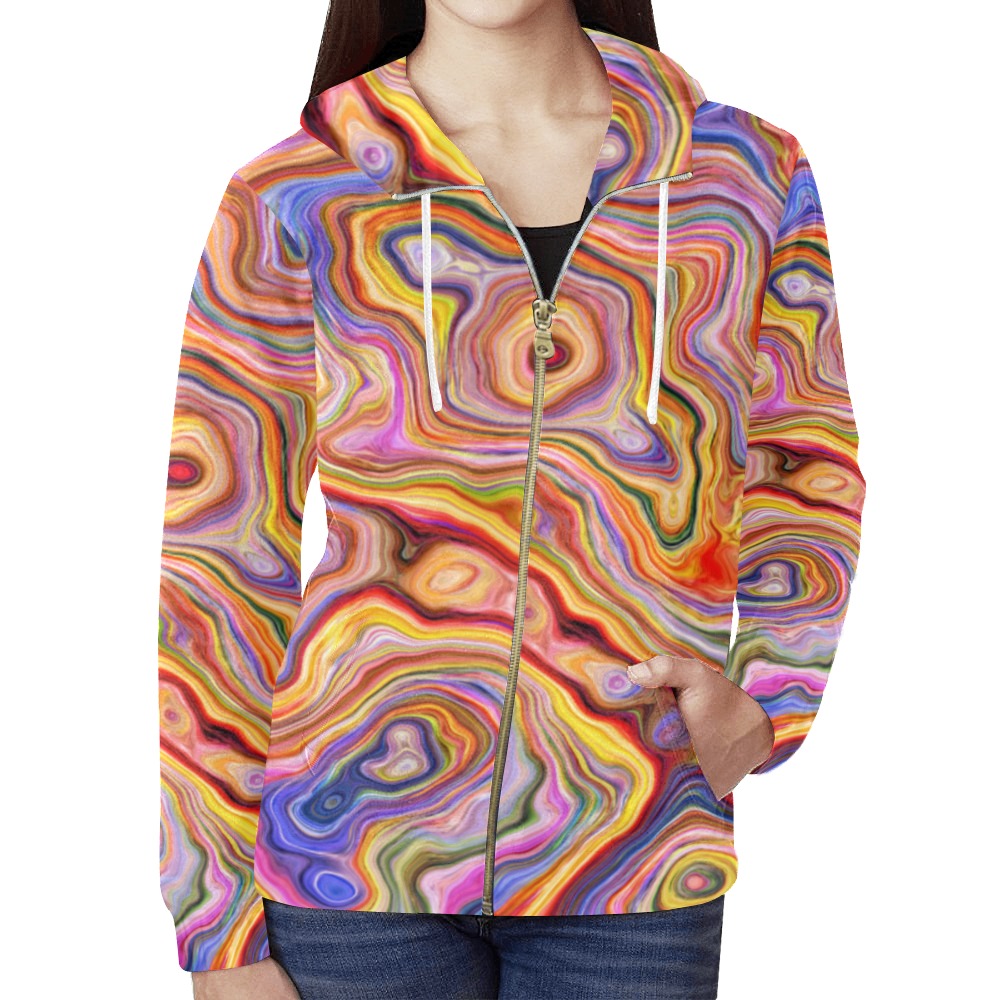 Zip up hoodie 1 All Over Print Full Zip Hoodie for Women (Model H14)