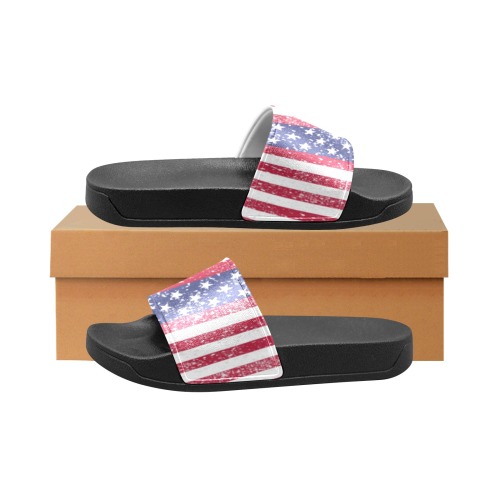 American Flag Distressed Kids' Slide Sandals (Model 057)