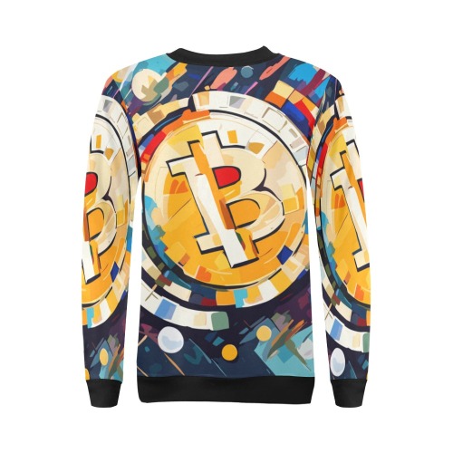 Awesome allegory of cryptocurrency coins cool art All Over Print Crewneck Sweatshirt for Women (Model H18)