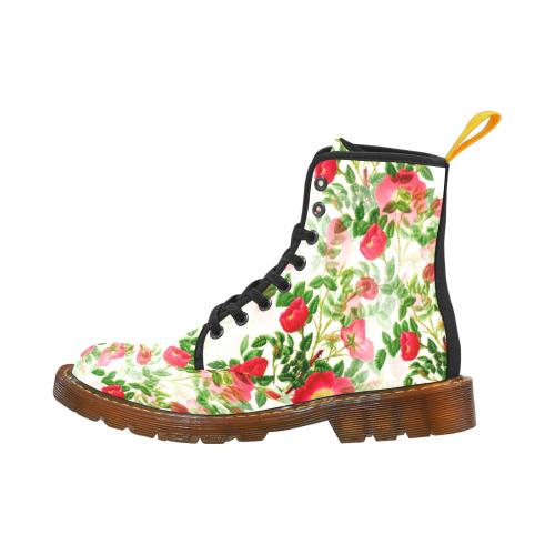 Vintage Red Floral Blossom Martin Boots For Women Model 1203H