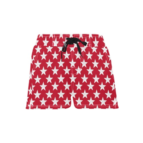 Red and White stars Board Shorts Women's Casual Board Shorts (Model L54)