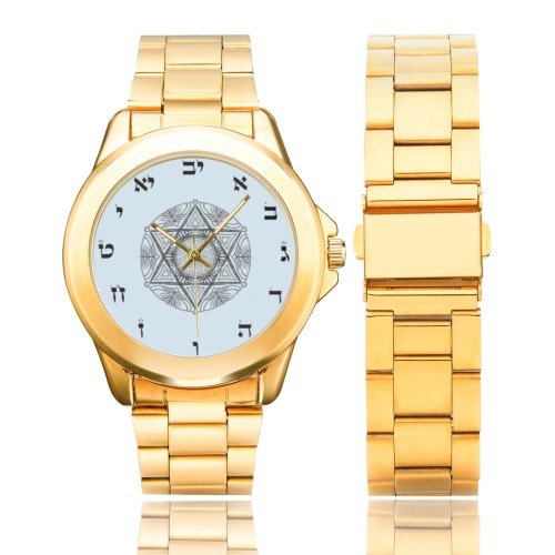 white hebrew letters for watches-maguen david Custom Gilt Watch(Model 101)