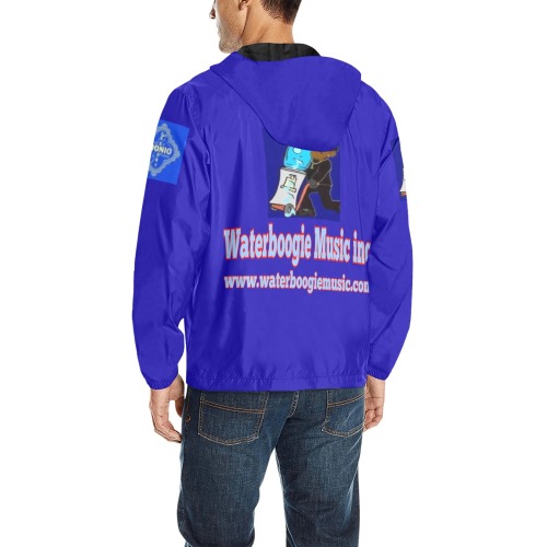 Dionio Clothing - Waterboogie Music Quilted Windbreaker (Blue) All Over Print Quilted Windbreaker for Men (Model H35)