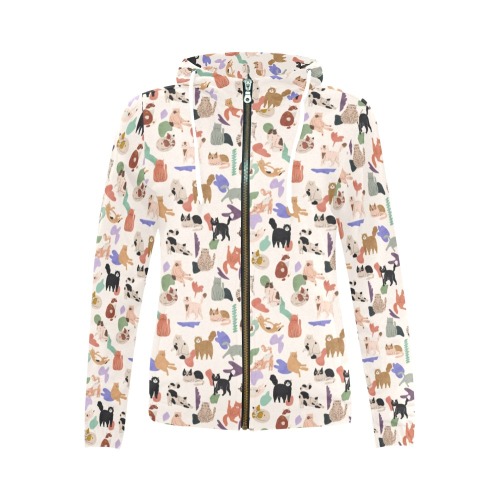 More cats 2 All Over Print Full Zip Hoodie for Women (Model H14)
