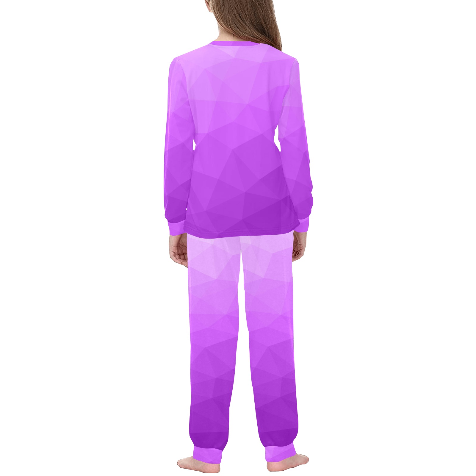 Purple gradient geometric mesh pattern Kids' All Over Print Pajama Set