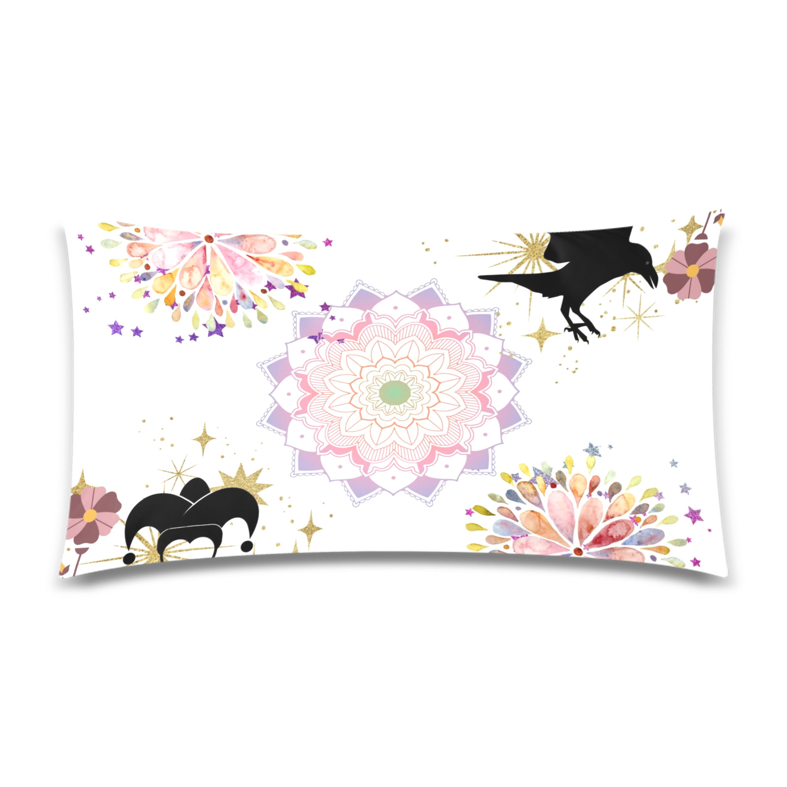 Harlequin and Crow Magic Square Fantasy Art Rectangle Pillow Case 20"x36"(Twin Sides)