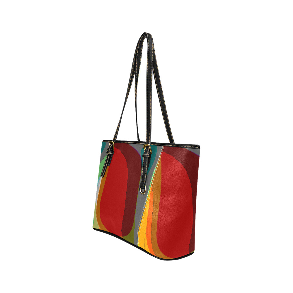 Colorful Abstract 118 Leather Tote Bag/Small (Model 1640)