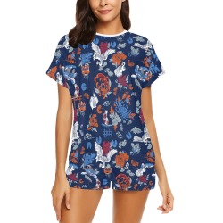 Florid dark asian nature Women's Short Pajama Set