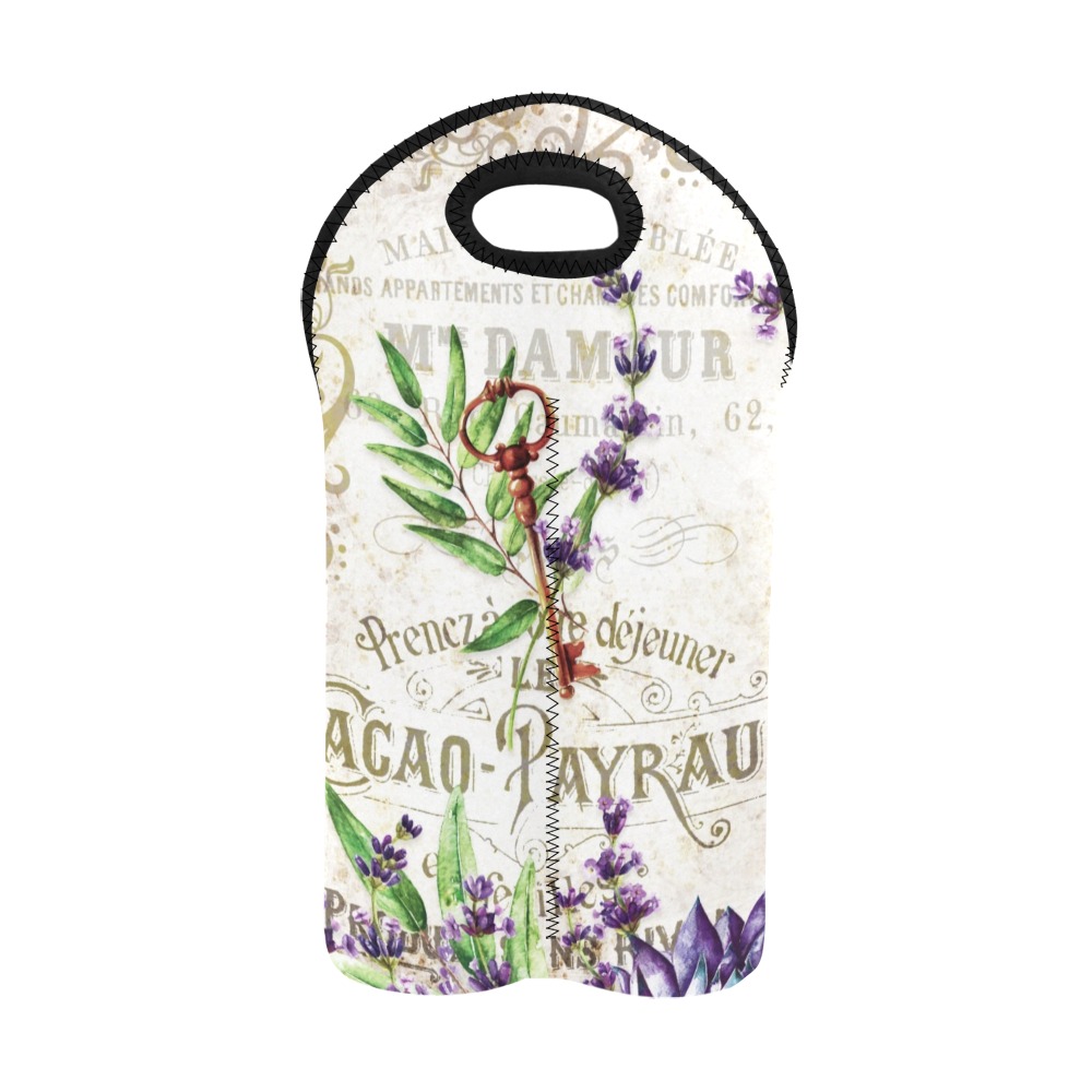 Vintage Flower Art #105 | 2-Bottle Neoprene Wine Bag
